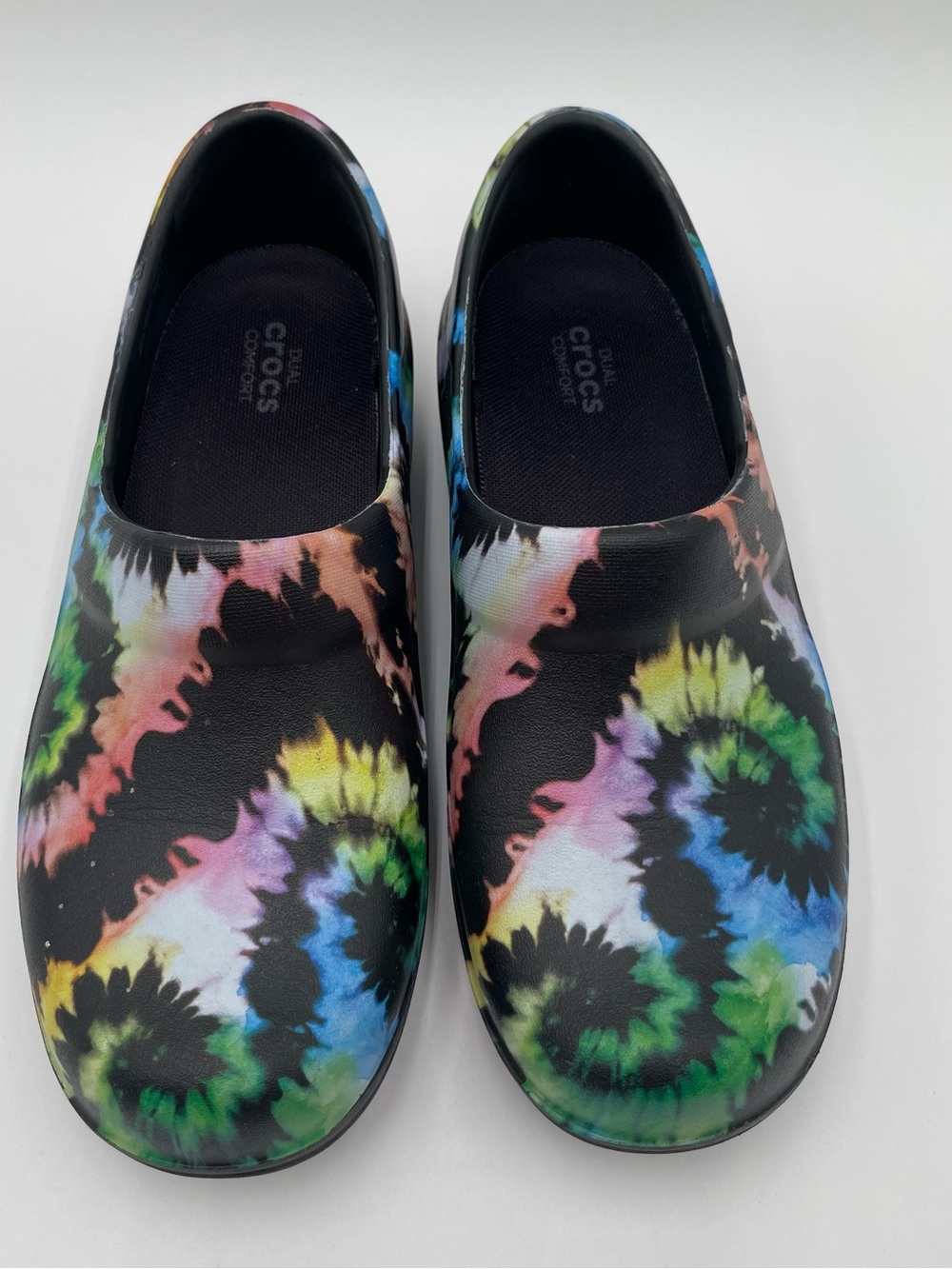 Crocs Neria Pro II Slip On Work Nurse Clogs Shoes Black Tie Dye Womens Size 7 - Picture 7 of 12